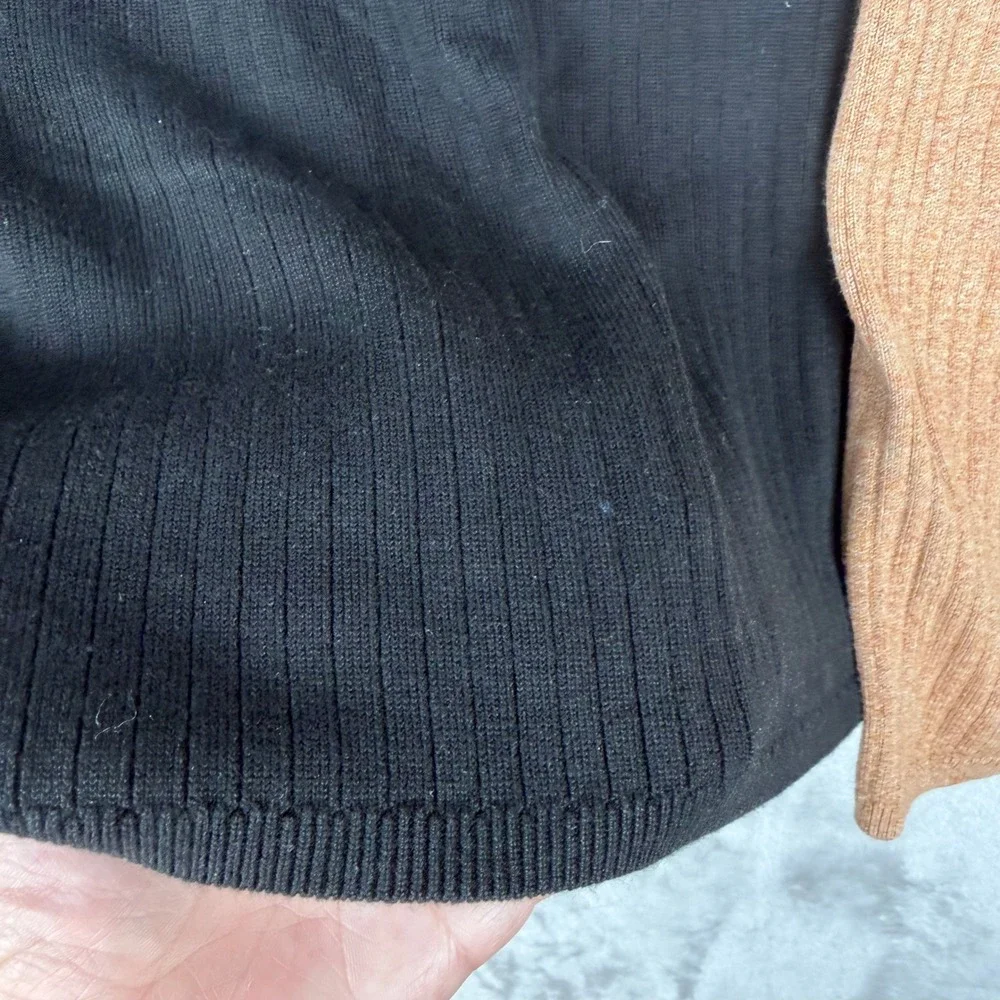 Free‎ People Ribbed Knit Midi Skirt Set Black Camel S